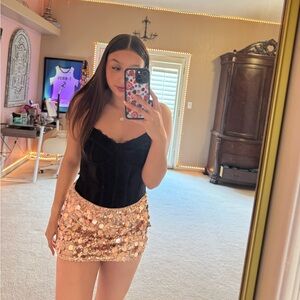 Black Corset Top with Sequin Skirt
